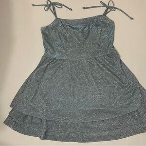 Honey and Rosie Glittering Silver Blue Dress